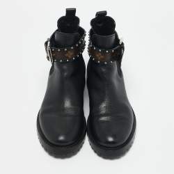 Louis Vuitton Black Leather Discovery  Flat Ranger Ankle Length Boots Size 37