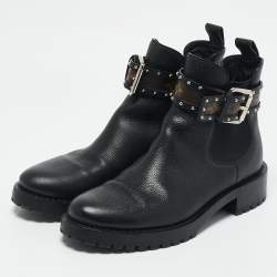 Louis Vuitton Black Leather Discovery  Flat Ranger Ankle Length Boots Size 37