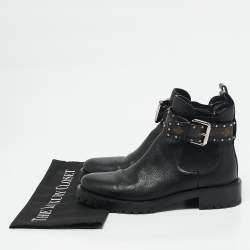 Louis Vuitton Black Leather Discovery  Flat Ranger Ankle Length Boots Size 37