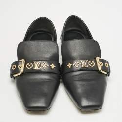 Louis Vuitton Black Leather Bahia Loafers Size 37