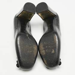Louis Vuitton Black Patent Leather Block Heel Pumps Size 36