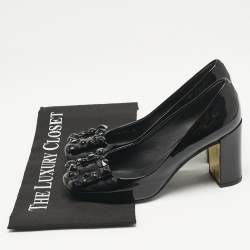 Louis Vuitton Black Patent Leather Block Heel Pumps Size 36