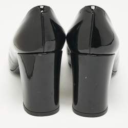 Louis Vuitton Black Patent Leather Block Heel Pumps Size 36