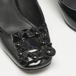 Louis Vuitton Black Patent Leather Block Heel Pumps Size 36