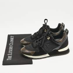 Louis Vuitton Black Suede, Mesh and Monogram Canvas Run Away Sneakers Size 36