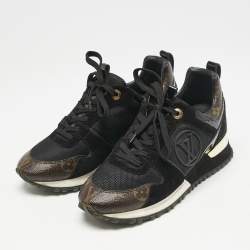Louis Vuitton Black Suede, Mesh and Monogram Canvas Run Away Sneakers Size 36