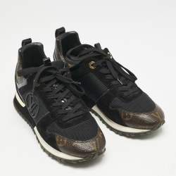 Louis Vuitton Black Suede, Mesh and Monogram Canvas Run Away Sneakers Size 36