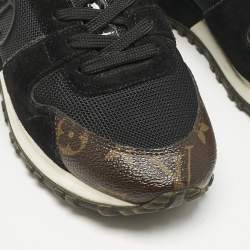 Louis Vuitton Black Suede, Mesh and Monogram Canvas Run Away Sneakers Size 36
