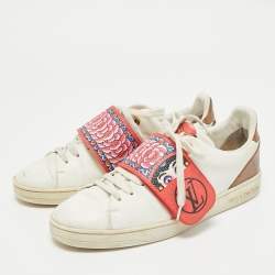 Louis Vuitton White Leather and Monogram Reverse Canvas Kyoto Sneakers Size 36