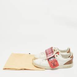 Louis Vuitton White Leather and Monogram Reverse Canvas Kyoto Sneakers Size 36