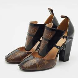 Louis Vuitton Black Patent Leather and Monogram Canvas Headline Pumps Size 37