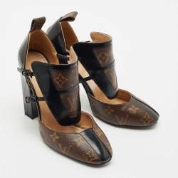 Louis Vuitton Black Patent Leather and Monogram Canvas Headline Pumps Size 37