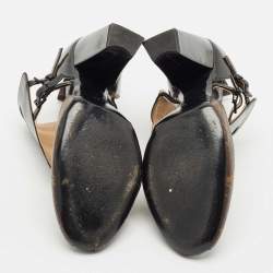 Louis Vuitton Black Patent Leather and Monogram Canvas Headline Pumps Size 37