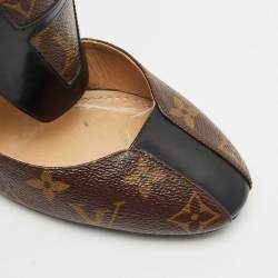 Louis Vuitton Black Patent Leather and Monogram Canvas Headline Pumps Size 37