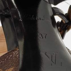 Louis Vuitton Black Patent Leather and Monogram Canvas Headline Pumps Size 37