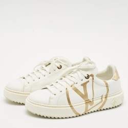 Louis Vuitton White Leather Time Out Sneakers Size 40