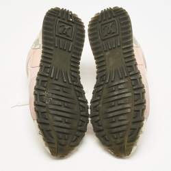 Louis Vuitton Peach Pink/White Suede, Mesh and Damier Azur Canvas Run Away Sneakers Size 38