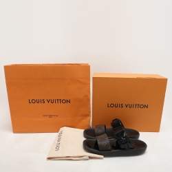 Louis Vuitton Black/Brown Monogram Rubber Sunbath Flat Slides Size 40