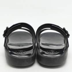 Louis Vuitton Black/Brown Monogram Rubber Sunbath Flat Slides Size 40