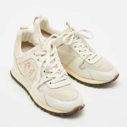 Louis Vuitton White/Cream Leather and Mesh Run Away Low Top Sneakers Size 35.5