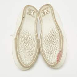 Louis Vuitton White/Orange Mesh and Leather Stellar Sneaker Mules Size 36.5