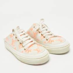 Louis Vuitton White/Orange Mesh and Leather Stellar Sneaker Mules Size 36.5