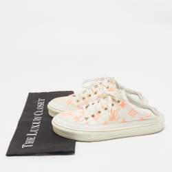 Louis Vuitton White/Orange Mesh and Leather Stellar Sneaker Mules Size 36.5