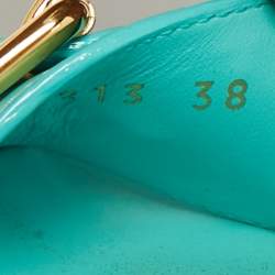 Louis Vuitton Blue Leather Bom Dia Flat Sandals Size 38