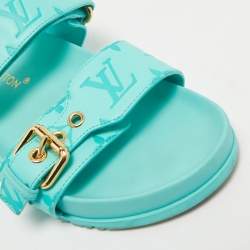 Louis Vuitton Blue Leather Bom Dia Flat Sandals Size 38