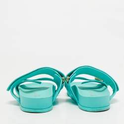 Louis Vuitton Blue Leather Bom Dia Flat Sandals Size 38
