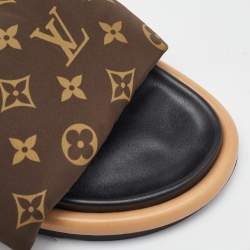 Louis Vuitton Brown Monogram Nylon Pool Pillow Comfort Flat Slides Size 40