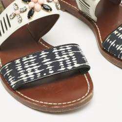 Louis Vuitton Multicolor Canvas and Leather Crystal EmbellishedAnkle Strap Sandals Size 39