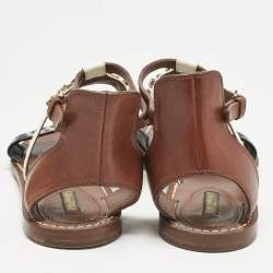 Louis Vuitton Multicolor Canvas and Leather Crystal EmbellishedAnkle Strap Sandals Size 39