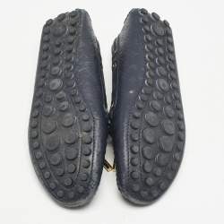 Louis Vuitton Navy Blue Monogram Empreinte Leather Gloria Loafers Size 38.5
