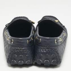Louis Vuitton Navy Blue Monogram Empreinte Leather Gloria Loafers Size 38.5