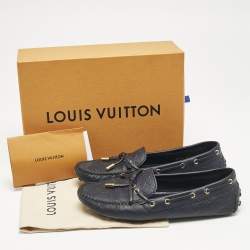 Louis Vuitton Navy Blue Monogram Empreinte Leather Gloria Loafers Size 38.5