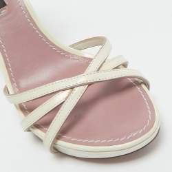 Louis Vuitton Cream/Beige Patent Ankle Strap Sandals Size 36