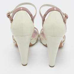 Louis Vuitton Cream/Beige Patent Ankle Strap Sandals Size 36