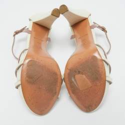 Louis Vuitton Cream/Beige Patent Ankle Strap Sandals Size 36