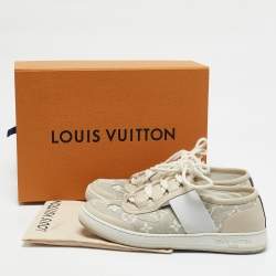 Louis Vuitton Beige Monogram Denim and Leather Lous Sneakers Size 38.5