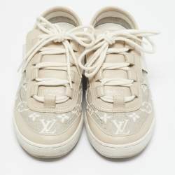 Louis Vuitton Beige Monogram Denim and Leather Lous Sneakers Size 38.5