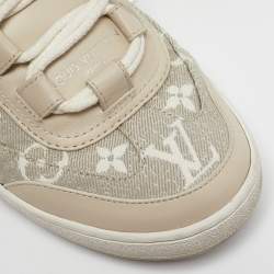 Louis Vuitton Beige Monogram Denim and Leather Lous Sneakers Size 38.5