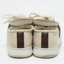 Louis Vuitton Beige Monogram Denim and Leather Lous Sneakers Size 38.5
