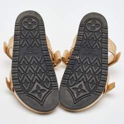 Louis Vuitton Gold Monogram Embossed Leather Bom Dia Flat Slide Sandals Size 40