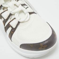 Louis Vuitton White/Brown Monogram Canvas and Leather Archlight Sneakers Size 38