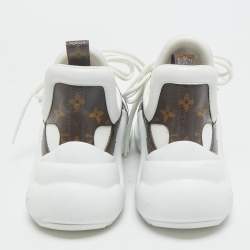 Louis Vuitton White/Brown Monogram Canvas and Leather Archlight Sneakers Size 38