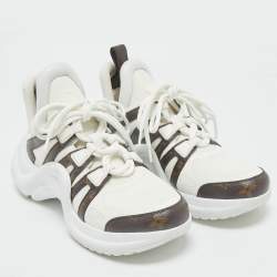 Louis Vuitton White/Brown Monogram Canvas and Leather Archlight Sneakers Size 38