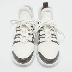 Louis Vuitton White/Brown Monogram Canvas and Leather Archlight Sneakers Size 38