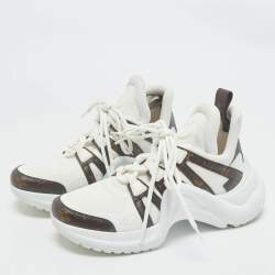 Louis Vuitton White/Brown Monogram Canvas and Leather Archlight Sneakers Size 38