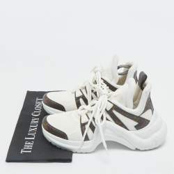 Louis Vuitton White/Brown Monogram Canvas and Leather Archlight Sneakers Size 38